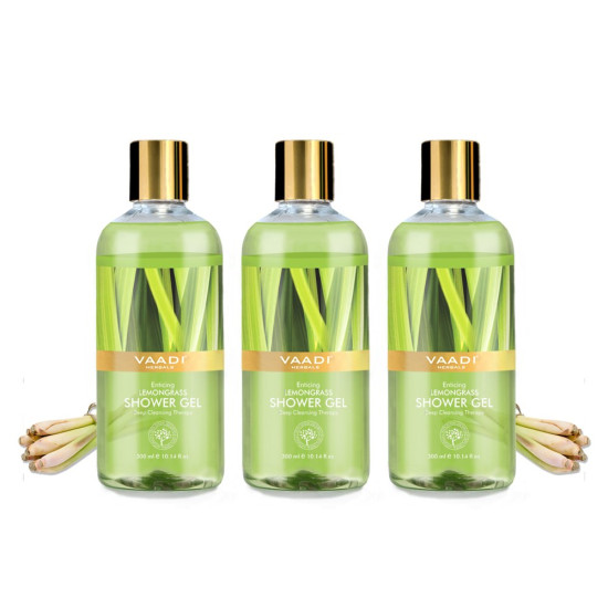 Vaadi Herbals Enticing Shower Gel, Lemongrass - 300g (Pack of 3)