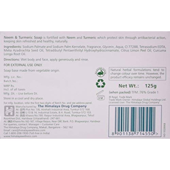 Himalaya Herbals Neem and Turmeric Soap - Natural Protection for All Skin Types