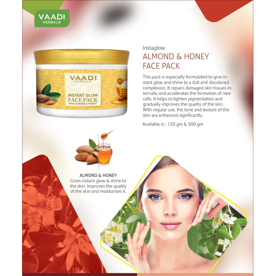 Vaadi Herbals Instant Glow Face Pack - Almond and Honey for Radiant Skin