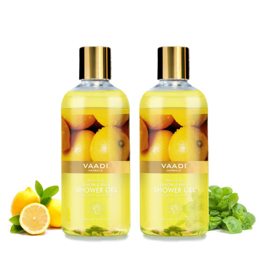 Vaadi Herbals Refreshing Shower Gel - Lemon & Basil, 300g (Pack of 2)
