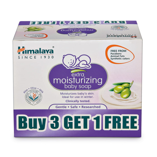 Himalaya Extra Moisturizing Baby Soap - For Dry Skin, Buy 3 Get 1 Free