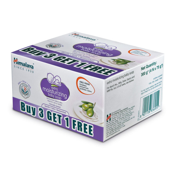 Himalaya Extra Moisturizing Baby Soap - For Dry Skin, Buy 3 Get 1 Free