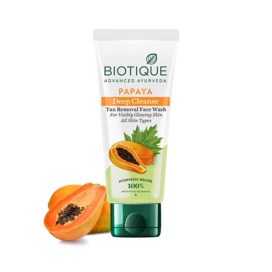 Biotique Papaya Deep Cleanse Face Wash - Gentle Exfoliation for Glowing Skin