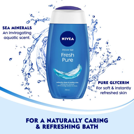 NIVEA Fresh Pure Shower Gel - Refreshing Skincare with Sea Minerals