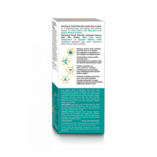 Himalaya Youth Eternity Under eye cream for Women with Edelweiss, glycerin & anti-oxidants for instant hydration | Reduces puffiness, finelines, wrinkles, crow's feet & dark circles| Derma-tested|30ml