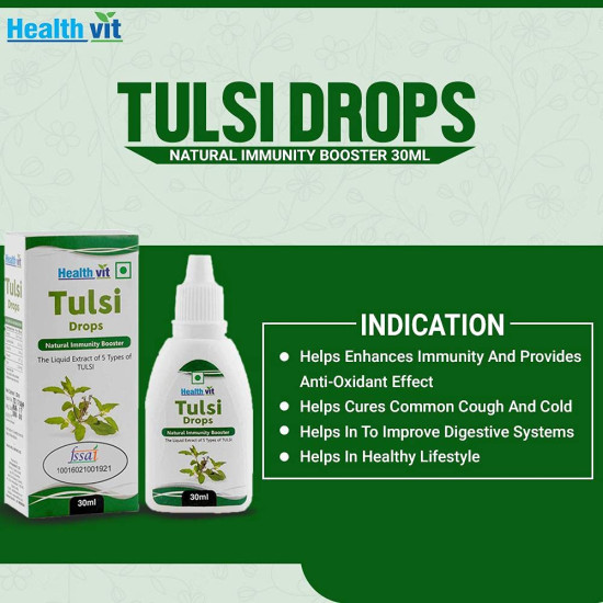 Healthvit Tulsi Drops - Concentrated Extract of 5 Rare Tulsi for Natural Immunity Boosting