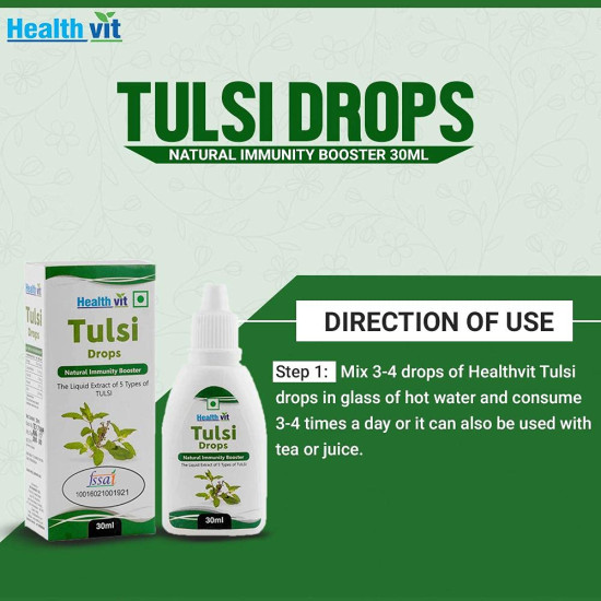 Healthvit Tulsi Drops - Concentrated Extract of 5 Rare Tulsi for Natural Immunity Boosting