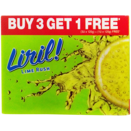 Liril Soap - Lime Rush (3+1) x 125g Carton - Invigorating Freshness
