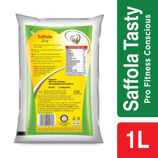 Saffola Tasty Refined Oil - Blend of Corn & Rice Bran Oil Saffola Tasty Refined Oil - Blend of Corn & Rice Bran Oil