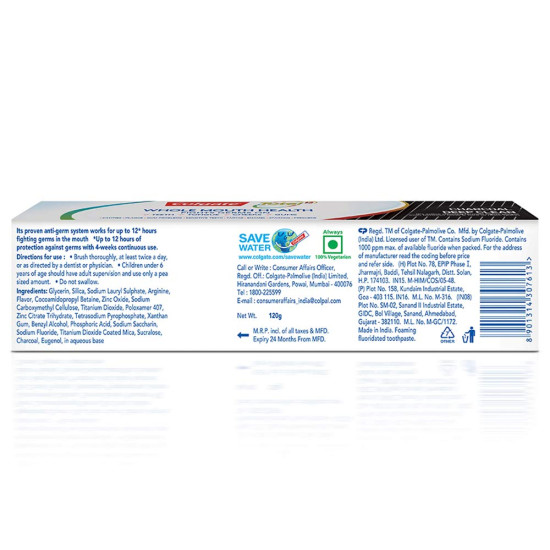 Colgate Total Whole Mouth Health Toothpaste - Charcoal Deep Clean, 120gm