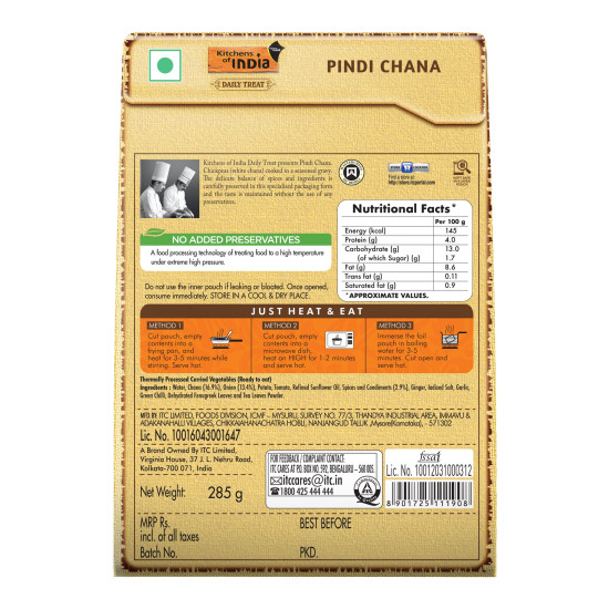 Kitchens of India Pindi Chana - Authentic North Indian Flavor