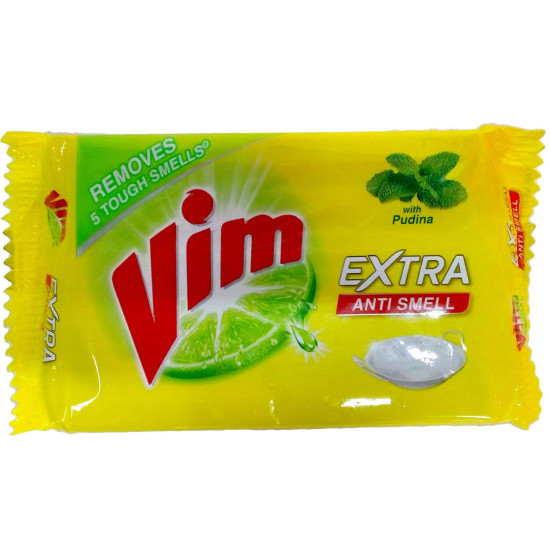 Vim Extra Anti Smell Dish Wash Bar - Powerful Grease Cutting with Pudina
