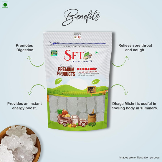 SFT Dhaga Mishri, 1Kg | Rock Sugar | Pure Thread Crystal | Thread Mishri | Mishri Crystal