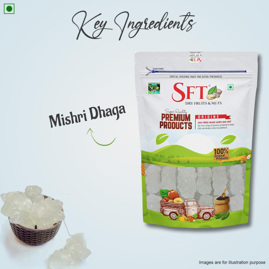 SFT Dhaga Mishri, 1Kg | Rock Sugar | Pure Thread Crystal | Thread Mishri | Mishri Crystal