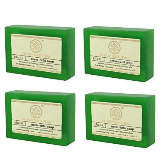 Khadi Natural Neem Tulsi Soap - Herbal Bathing Soap for Acne