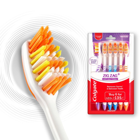 Colgate ZigZag Deep Clean Toothbrush - Antibacterial Bristles for Adults Colgate ZigZag Deep Clean Toothbrush - Antibacterial Bristles for Adults