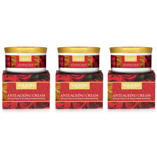 Vaadi Herbals Anti Ageing Cream, 150g (Pack of 3) - Enriched with Almonds and Rose