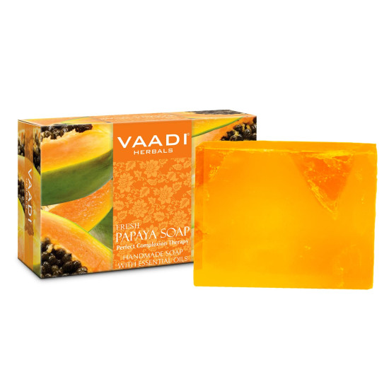 Vaadi Herbals Fresh Papaya Soap - Natural Exfoliant for Glowing Skin