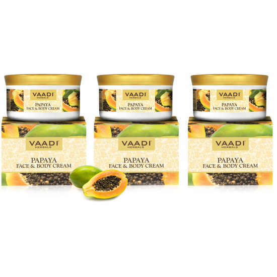 Vaadi Herbals Face and Body Cream - Papaya, 150g (Pack of 3)