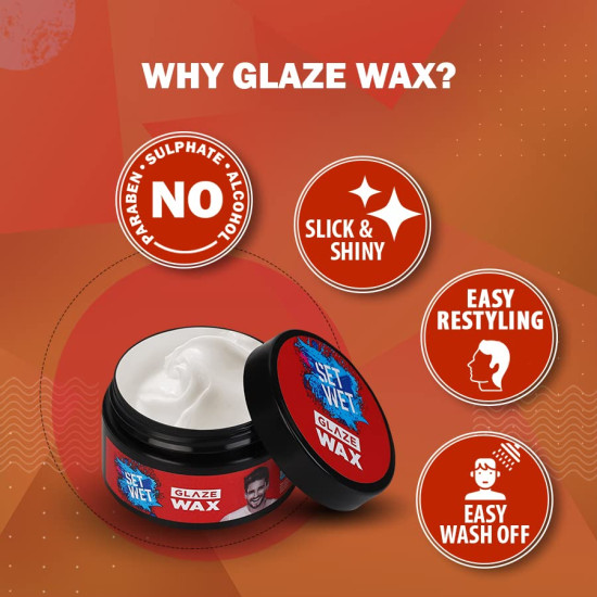 Set Wet Hair Wax For Men - Glaze Wax, Strong Hold & Healthy Shine
