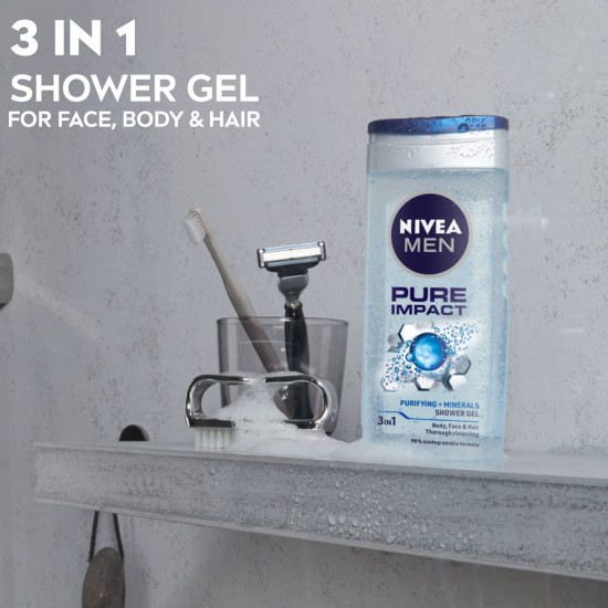 Nivea Men Body Wash - Pure Impact with Purifying Micro Particles