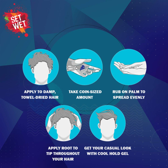 Set Wet Daily Hair Styling Gel for Men Cool Hold - Medium Hold, Alcohol-Free