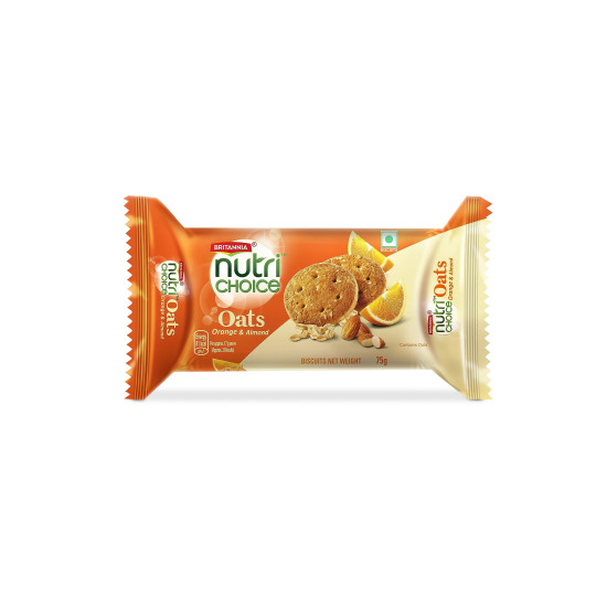Britannia Nutrichoice Oats Orange Almond Cookies - Healthy High Fibre Snack