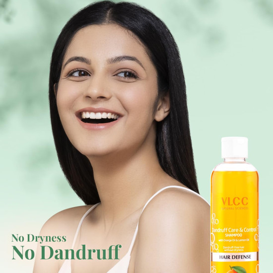 VLCC Dandruff Care & Control Shampoo - Anti-Dandruff Solution with Orange & Lemon Oil