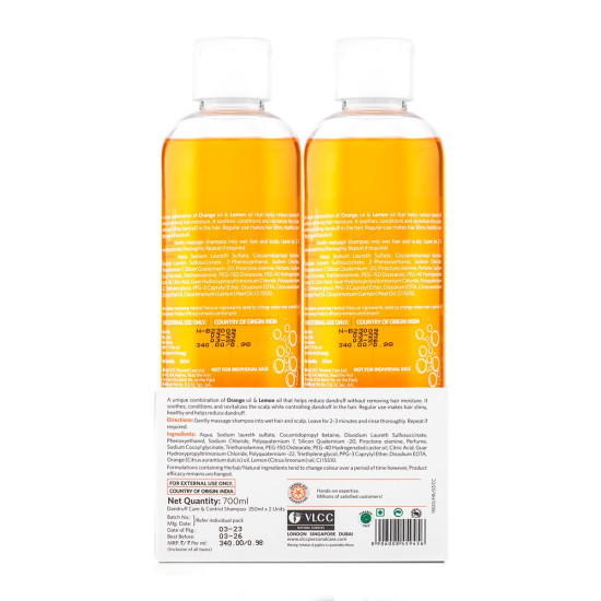 VLCC Dandruff Care & Control Shampoo - Anti-Dandruff Solution with Orange & Lemon Oil