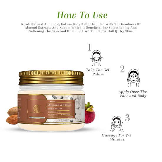 Khadi Natural Almond & Kokum Body Butter - Deeply Nourishing Moisturizer