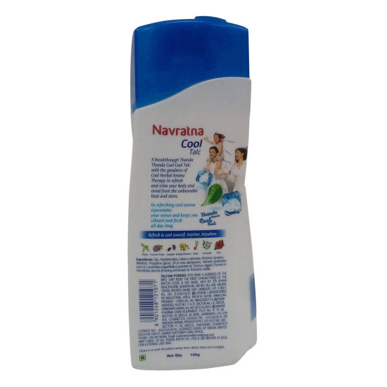 Navratna Cool Talc - Mint Fresh, 100g Bottle - Refreshing Aroma