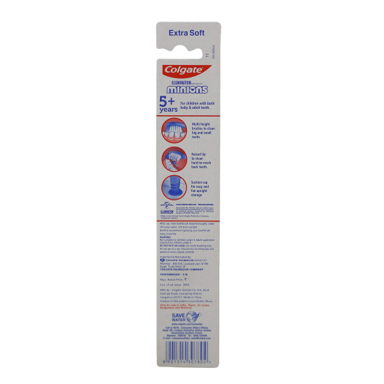 Colgate Minions Kids 5+ Years Manual Toothbrush - Soft Bristles & Tongue Cleaner