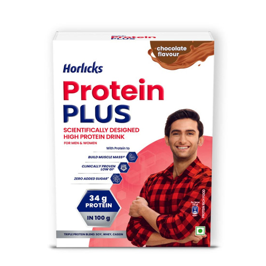 Horlicks Protein Plus Chocolate Protein Drink - High Protein Powder for Adults