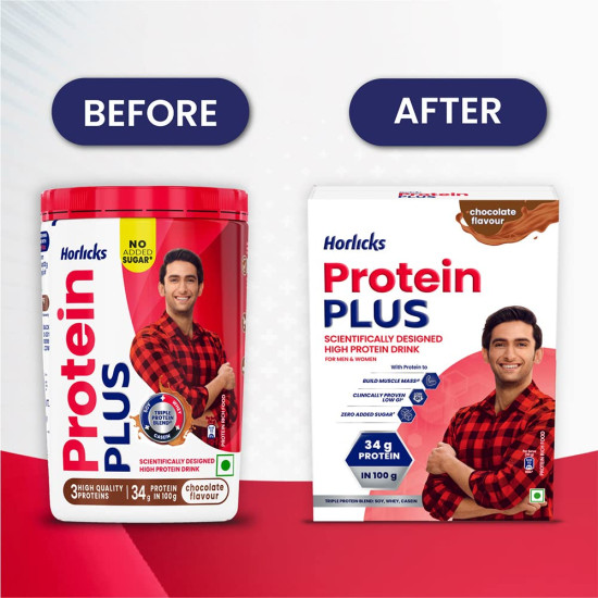 Horlicks Protein Plus Chocolate Protein Drink - High Protein Powder for Adults