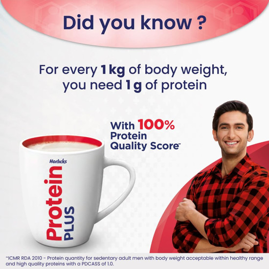 Horlicks Protein Plus Chocolate Protein Drink - High Protein Powder for Adults