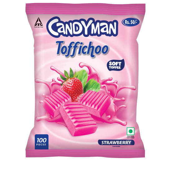 Candyman Toffichoo Strawberry - 100 Soft Toffees for In-home Serves