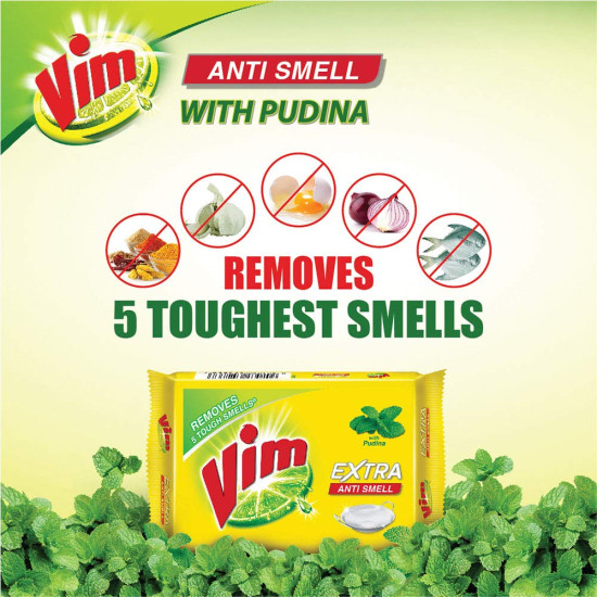 Vim Dishwash Anti Smell Bar, Pudina - Removes Tough Food Smells