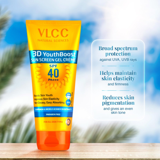 VLCC 3D Youth Boost SPF 40 +++ Sunscreen Gel Crème - Broad Spectrum Protection