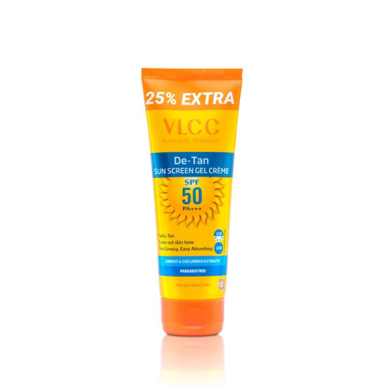 VLCC De-Tan SPF 50 PA+++ Sunscreen Gel Crème - Enhances Glow & Protects