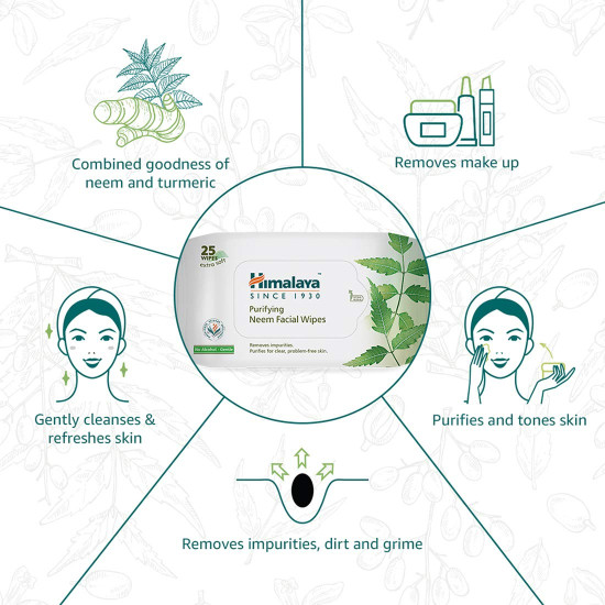 Himalaya Purifying Neem Facial Wipes - Infused with Neem & Turmeric