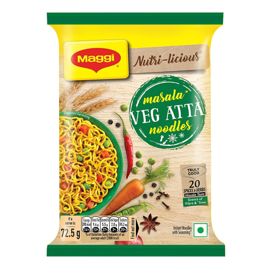 Maggi Nutri-Licious Masala Veg Atta Noodles - Healthy Instant Delight