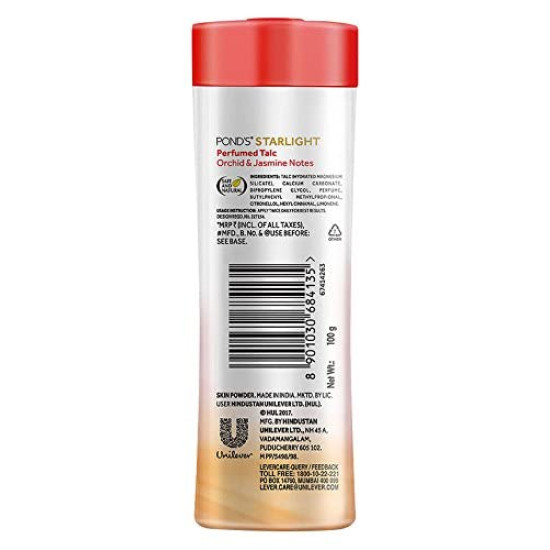 Pond's Starlight Perfumed Talc - Orchid & Jasmine, 100g - Smooth & Fragrant