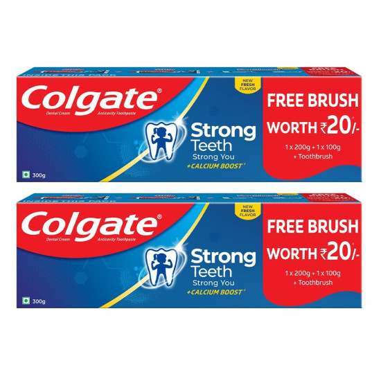 Colgate Strong Teeth Toothpaste - Calcium Boost for 2X Stronger Teeth