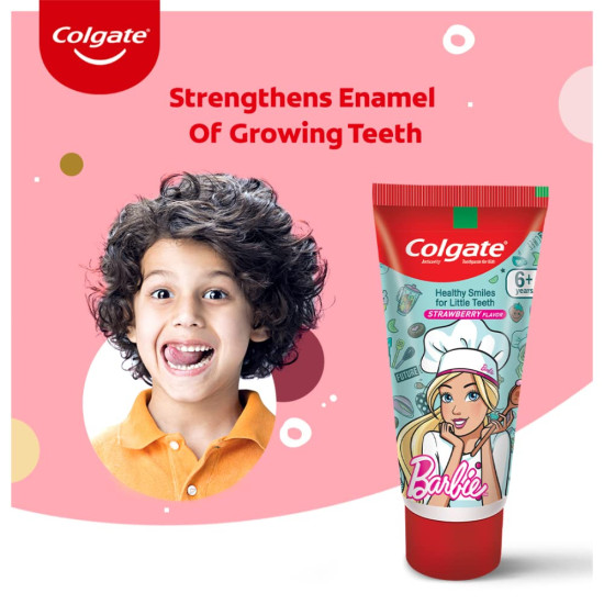 Colgate Anticavity Kids Barbie Toothpaste & Toothbrush Set - Strawberry Flavour Colgate Anticavity Kids Barbie Toothpaste & Toothbrush Set - Strawberry Flavour