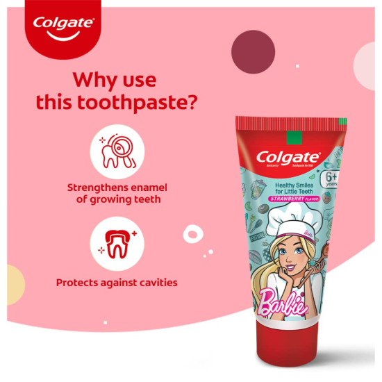 Colgate Anticavity Kids Barbie Toothpaste & Toothbrush Set - Strawberry Flavour Colgate Anticavity Kids Barbie Toothpaste & Toothbrush Set - Strawberry Flavour