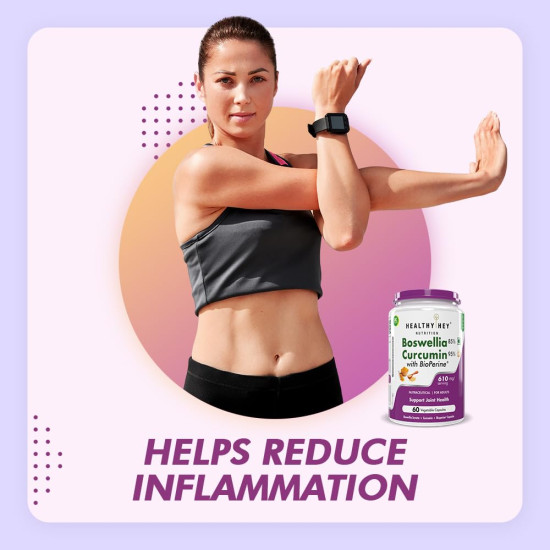 HealthyHey Nutrition Boswellia Serrata & Curcumin with Bioperine - 60 Vegetable Capsules