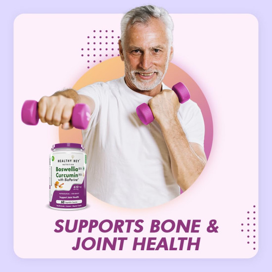 HealthyHey Nutrition Boswellia Serrata & Curcumin with Bioperine - 60 Vegetable Capsules