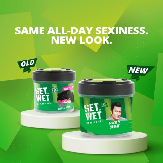 Set Wet Styling Hair Gel for Men - Party Shine | Strong Hold & High Shine