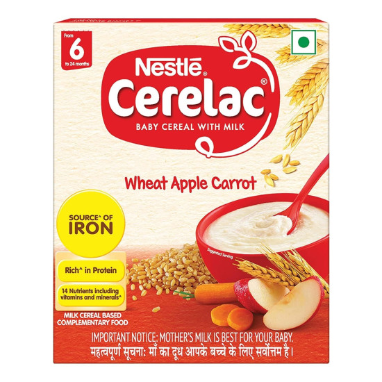 Nestle Cerelac Baby Cereal with Milk - Wheat Apple Carrot, Stage 1 Nestle Cerelac Baby Cereal with Milk - Wheat Apple Carrot, Stage 1