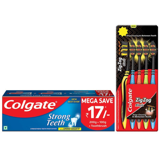 Colgate Strong Teeth Anticavity Toothpaste with Amino Shakti - Free Toothbrush Pack Colgate Strong Teeth Anticavity Toothpaste with Amino Shakti - Free Toothbrush Pack